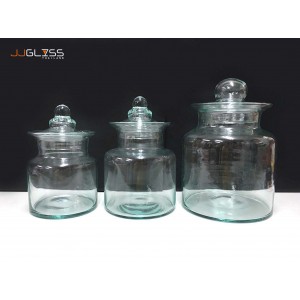 PICKLED JAR (GLASS CAP) MINI - Handmade Colour Dozen Transparent 